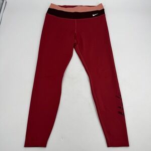 Nike Dri-FIT Training‎ Running Cropped Leggings Women Medium Burgundy BV5737-661